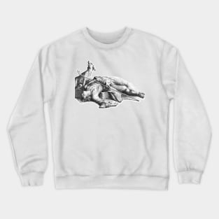 Dog watching over and protecting its human friend Crewneck Sweatshirt